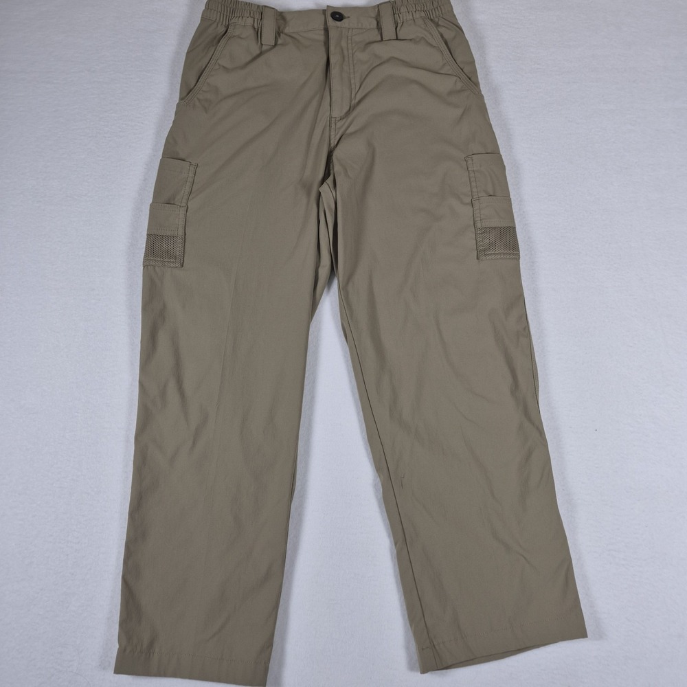 Magellan Outdoors Cargo Pants Men's S Tan Fish Gear Water Repellant Zip Pocket
